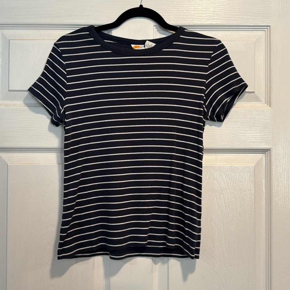 C&C California Navy and White Stripe Tee - Size Medium